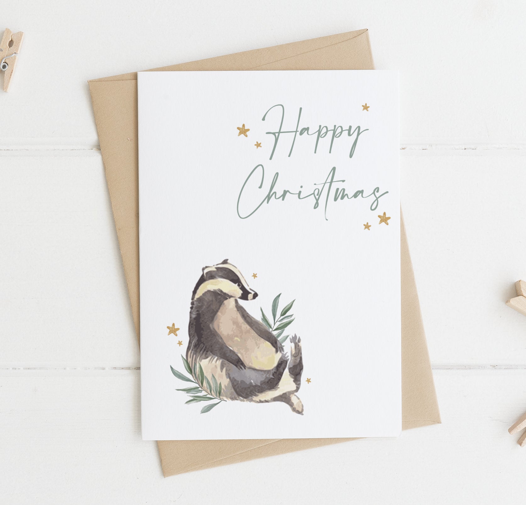 Happy Christmas - Badger Christmas Card
