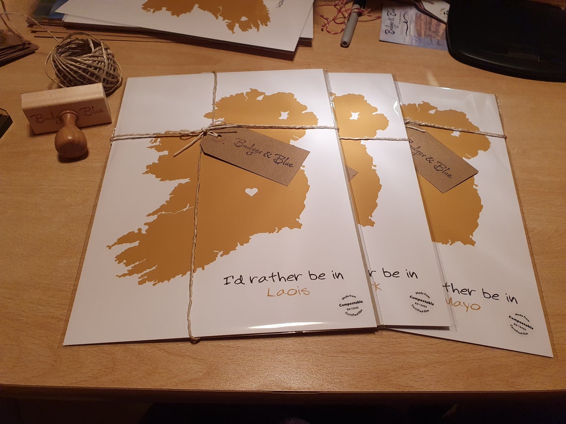 A4 / A3 - I'd Rather Be | Personalised Irish Wall Print